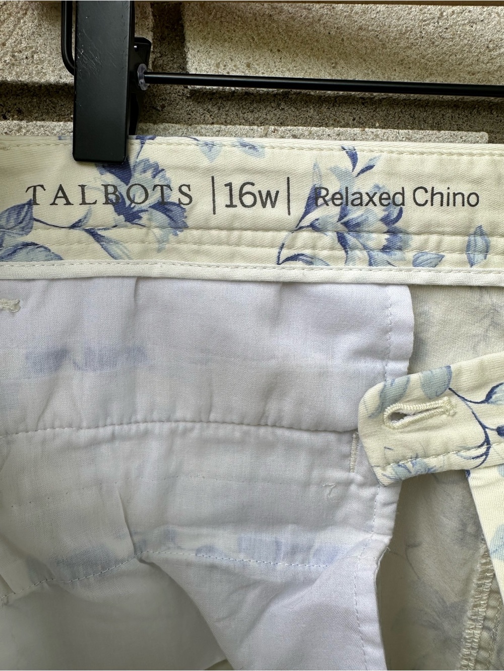 Talbots Blue Toile Floral Relaxed Chino Ankle Pants Cottagecore 16W Coastal - Picture 11 of 12